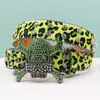 Suministro de Cinturón de Pedrería Transfronterizo, Cinturón Unisex Colorido con Estampado de Leopardo y Diamantes con Hebilla de Pin, Cinturón Incrustado para Estilo Punk Europeo y Americano