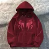 Moletom com capuz forrado em fleece com estampa de aranha retrô americano, nova marca tendência outono/inverno 2026, jaqueta de nicho de caimento solto para rua