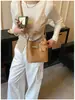 Bolsa de cesta com padrão trançado de moda transfronteiriça, nova bolsa de mão feminina de grande capacidade, bolsa de ombro, bolsa tote para o dia a dia