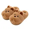 Pantufas femininas de algodão com tema de cachorrinho, atacado para outono e inverno de 2026, com sola antiderrapante, forro de fleece para aquecimento e sensação macia e acolchoada.