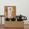 Juego de Té Kung Fu Portátil para Viaje con Tetera de Cerámica Xishi, Juego de Una Tetera y Dos Tazas o Cuatro Tazas, Regalo Creativo Personalizado