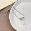 Collar de Plata Roto, Cadena de Suéter de Perlas de Algodón de Diseñador, Lujo Accesible Versátil de Gama Alta Collar con Borla de Perlas de Agua Dulce