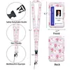 Portatarjetas de Plástico Lindo Estilo Ins con Cordón y Clip Retráctil, Adecuado para Tarjetas de Comedor Estudiantiles, Tarjetas de Transporte y Tarjetas de Identificación de Empleados