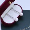 Perla de agua dulce 10-11mm cuenta blanca es redonda sutil ocio ligero plata S925 aretes largos aretes Los usa la Diosa