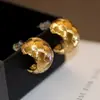 Pendientes Retro Europeos y Americanos Tejidos con Textura Cepillada para Mujer, Lujo Ligero, Moda de Alta Gama, Pendientes Versátiles para el Día a Día