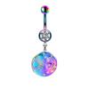 Gatte transfronteiriço gradiente azul roxo Animal Planet piercing de umbigo alienígena piercing de umbigo joia de aço inoxidável