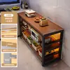 Estante de suelo multicapa para barra de bar, mesa estrecha con estantes, mesa de comedor, mesa divisoria para sala de estar, mesa larga simple de ocio para balcón