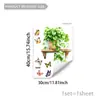 M20934 Pegatinas de Pared Decorativas de Mariposas en Maceta de Planta Verde Decoración de Embellecimiento de Fondo para Dormitorio Sala de Estar Pegatinas de Pared Autoadhesivas