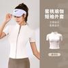 Jaqueta Esportiva de Manga Curta de Verão Feminina Nova Slim Fit Emagrecedora Zíper Gola Cardigan Camiseta Casual Roupas para Corrida Fitness