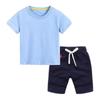Conjunto de shorts de manga curta infantil, camiseta coreana de cor sólida para crianças, novo algodão, meninos e meninas, duas peças, atacado