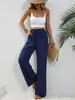 Moda Europea y Americana para Mujer Amazon Tiktoktemu Primavera y Verano 2026 Nuevos Pantalones de Pierna Ancha de Color Sólido Versátiles Pantalones Casuales