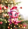 Colgante decorativo de elfo dinosaurio para árbol de Navidad nuevo transfronterizo, plano acrílico, decoración navideña para el hogar, regalo