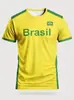 2026 Venda Quente Transfronteiriça Camiseta Masculina Estampada em 3D com Gola Redonda e Manga Curta Camisa de Futebol Brasileira Top Solto Respirável para Homens