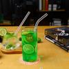 Canudo de vidro Borosilicato Conjunto de canudo de vidro resistente ao calor Conjunto de canudo curvo Canudo de suco transparente adulto