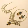 Traje de Joyería Europea y Americana Exagerada con Diamantes Estilo Bohemio Retro Pendientes Redondos Collar con Colgante de Cuentas de Arroz