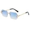Nuevas Gafas de Sol Cuadradas sin Montura con Corte al Borde Moda Europea y Americana Estilo Ins Estilo Callejero Gafas de Sol de Moda Gafas de Marco Pequeño