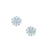 Pendientes pequeños de esmalte con forma de flor, estilo vintage francés, con incrustaciones de diamantes y pasadores de plata 925, temática del bosque, exquisitos, versátiles y de alta gama.