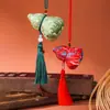 Bolsita Bordada de Calabaza del Festival de Medio Otoño, Accesorio Colgante con Borla, Bolsa de la Suerte, Caja de Set de Bolsitas de Paz y Bendición del Festival del Bote del Dragón