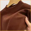 Comercio Exterior Hombre Otoño/Invierno Cuello Medio Alto Aterciopelado Engrosado Doble Cara Terciopelo Alemán Capa Base Casual Cálida Camiseta de Manga Larga Hombre