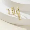 Pendientes de circonita de estilo geométrico de moda europea y americana, pendientes de nicho, adecuados para muchos pares de pendientes de lujo ligero, personalidad, tendencia, dulces y geniales para mujer