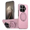 Funda para teléfono con sensación de piel para Xiaomi 17t Pro con cobertura total y soporte de anillo giratorio, Funda magnética para Redmi Note 17