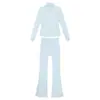 [En Stock] Conjunto de Pantalones Acampanados y Chaqueta de Forro Polar, Abrigo de Manga Larga para Mujer de Corte Ajustado, Ropa Deportiva Elástica para Yoga