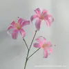 Nova Flor de Lírio Dourado de 3 Cabeças Impressa em 3D Lírio Selvagem Decoração de Salão de Casamento Flor Artificial Comércio Exterior Fabricante de Flor Artificial Atacado