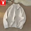 Nova coleção outono/inverno 2024: Suéter de tricô com decote V, estilo retrô americano, casual e de caimento relaxado, peça externa de cor sólida para homens