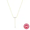 Cadena para Clavícula en Plata de Ley S925 con una Sola Fila Incrustada de Diamantes, Forma de Y, Versátil, Elegante, Diseño Japonés y Coreano de Nicho, Sentido del Diseño, Collar Superior INS para Mujer