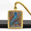 Tangka de Acero de Titanio Dorado Pintado a Mano Parcial, Tara Verde, Tara Blanca, Buda de la Medicina Tangka, Amuleto de Buda Portátil, Productos Culturales y Creativos de Templos