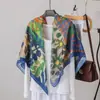 Pañuelo de Seda Artístico Estampado Vintage 2026 Otoño Temprano Nuevo Nicho Versátil Pañuelo Protección Solar Aire Acondicionado Chal Accesorio