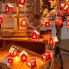 Iluminación navideña, 3 metros / 3.2Y, Guirnalda de 20 LED con casitas de madera, Alimentación USB, Adecuada para árboles de Navidad, Ventanas, Paredes, Decoración del hogar, Jardines, Decoraciones para fiestas interiores y exteriores (estilo reno)