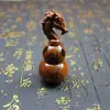 Colgante de Calabaza con Cabeza de Dragón de Madera de Azufaifo Impactada por Rayos, Llavero Portátil, Calabaza en Forma de Espada, Calabaza con Marca de Rayo, Tallado Completamente a Mano