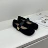 [Amano] Zapatos Mary Jane de Primavera y Otoño 2025 Zapatos de Mujer Zapatos Estilo Hada con Punta Redonda de Gamuza Boca Baja