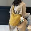 Bolsa Peluda de Grande Capacidade Nova Bolsa Peluda Feminina Bolsa de Balde Simples Bolsa de Ombro Fashionável Bolsa Transversal Portátil Feminina