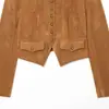 Ins atacado de roupas femininas estilo europeu e americano transfronteiriço jaqueta curta retrô de botões com gola alta 4344654