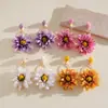 Pendientes de Acero con Flor de Tejido de Rafia Transfronterizos Europeos y Americanos Estilo Vacaciones en la Playa Pendientes de Moda Pendientes Personalizados de Alta Gama