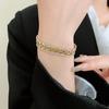 Pulsera Deslizante Geométrica Chapada en Oro Real de 14K con Circonita Lujo Accesible Pulsera de Gama Alta Diseño de Nicho Personalizado Joyería de Mano