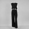 Traje de pantalón y chaleco de lino transfronterizo Europa y Estados Unidos 2025 Verano Nuevo Chaleco sin mangas Pantalones de pierna ancha Traje casual