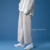 Pantalones Casuales de Verano para Hombre Rectos Sueltos Ins Marca de Tendencia Pantalones con Cordón Estilo Coreano Trendy Versátiles Estilo Hong Kong Pantalones de Pierna Ancha