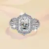 Anillo de Moissanita con Forma de Esmeralda, Moda de Lujo Ligero, Joyería para Mujer de Plata de Ley S925, En Stock al por Mayor, Transfronterizo Europeo y Americano