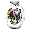Suéter de manga larga con estampado digital 3D transfronterizo para hombre, sudadera con capucha de calavera de terror de Halloween, estilo europeo y americano, para comercio exterior