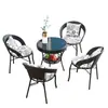 Conjunto de Mesa e Cadeiras de Chá para Varanda Conjunto de Três Peças Mesa de Café Mesa Novas Cadeiras Pequenas Mesa Redonda Pequena Cadeiras Redondas Imitação de Rattan