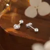 Pendientes Cuadrados de Tornillo de Plata Pura S999 Estilo Meteoro Simples para Mujer, Pendientes Geométricos de Lujo Ligero Estilo Chanel de Alta Gama al por Mayor