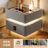 Mesita de noche Inteligente Moderna Simple Madera Maciza con Luz Dormitorio Luz de Lujo Multifunción Carga Inalámbrica Bluetooth Gabinete de Cama Inteligente