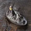 Estufa de Incienso de Flujo de Agua de Alta Montaña Cerámica Adornos Creativos Estufa de Sándalo Insertador de Varilla de Incienso Cascada de Flujo Inverso Estufa de Torre Zen para Incienso