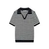 Otoño 2026 Nuevo Moda Callejera Europea y Americana Transfronteriza Camisa Polo de Punto Rayada de Manga Corta para Mujer w03 7351