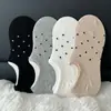 Meias Invisíveis Brancas de Corte Baixo para Mulheres, Meias de Barco Finas e Modernas de Bolinhas para o Verão, Antiderrapantes de Silicone, Calcanhar Antiderrapante, Meias Curtas de Algodão