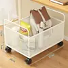 Cesta de Almacenamiento de Hierro Forjado con Ruedas para Sala de Estar del Hogar Ropa Artículos Varios Cesta de Malla Móvil Estantería de Almacenamiento de Gran Capacidad de Pie