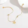 Pulsera con Colgante de Estrella de Cinco Puntas y Margarita Minimalista de Oro con Borla de Acero Inoxidable Joyería de Moda Similar al Estilo de Influencer